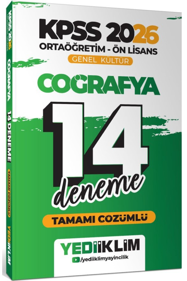 2026 KPSS Ortaöğretim Ön Lisans Genel Kültür Coğrafya Tamamı Çözümlü 14 Deneme